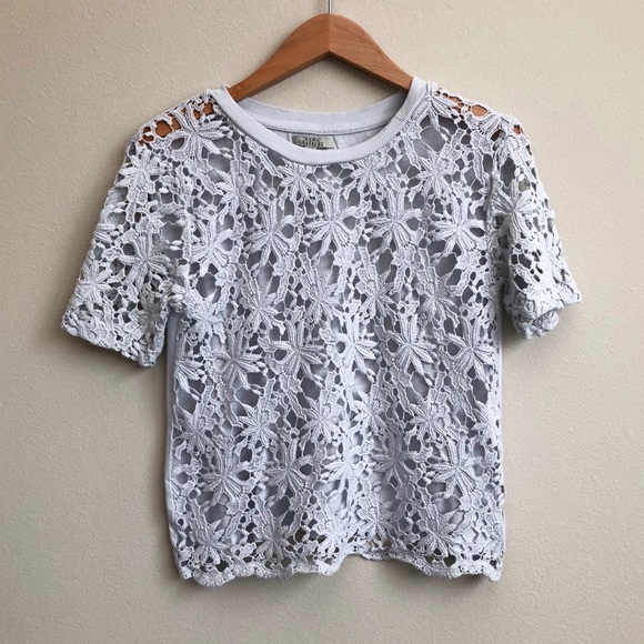 Zara Blue Crochet Cropped Top T-shirt - Picture 5 of 8